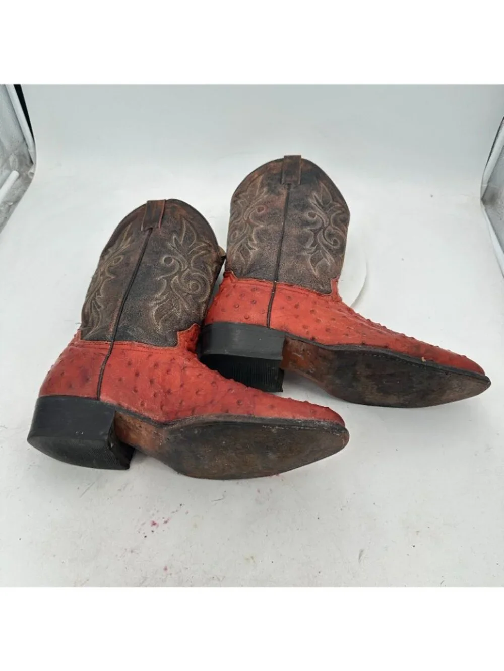 Forastero Size 10.5 Red Quill-Textured Pull-On Western Cowboy Boots